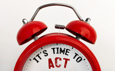 Poster - red alarm clock with text time to act