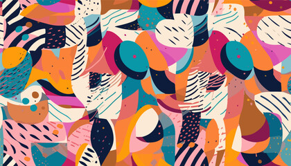 Colorful trendy abstract pattern. Fashionable template for design. Modern cartoon style