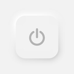 Poster - Square power button on a white background. User interface elements in the style of neumorphism, UX. Vector illustration.