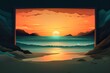 Oceanic Opus: Painted Sunset at the Beach