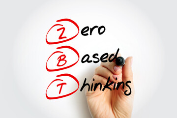 Aufkleber - ZBT - Zero-Based Thinking acronym with marker, business concept background