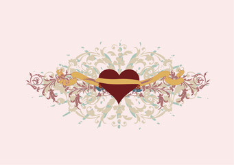 Poster - single ornate heart with a banner to add your text