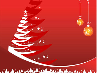 Wall Mural - Abstract vector of red winter background with Christmas tree, illustration