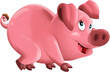 cheerful cartoon scene with happy farm pig smiling illustration for children