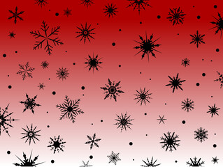 Poster - Border of black snowflakes on a fading red background