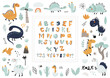 Big collection of cute dinosaurs, alphabet and numbers.