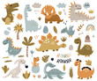 Big collection of cute dinosaurs.