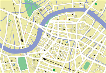 Poster - Vector streetmap of a generic city with no names