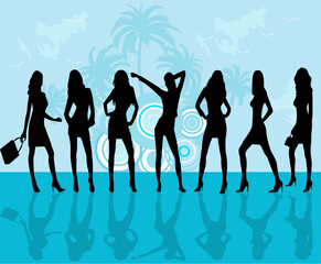 Wall Mural - Fashion girls - vector illustration