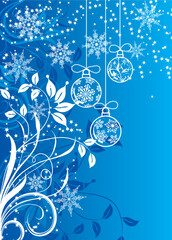 Poster - Christmas background with baubles, vector illustration