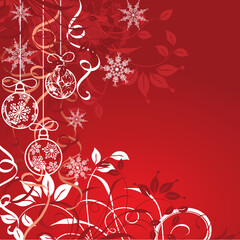 Poster - Christmas background with baubles, vector illustration