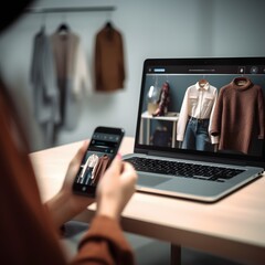 Revolutionary Concept of online shopping, E-commerce and M-commerce technologies: A comprehensive illustration highlighting the future of retail industry Generative AI