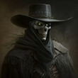 Skeletal Zombie Cowboy With Glowing Eyes Generative AI