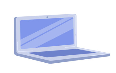 Poster - Grey laptop concept. Gadget and device, technology and electronics. Advertising poster or banner for website, marketing. Portable computer and pc. Cartoon flat vector illustration