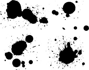 Poster - 4 Black Splats (Isolated Vectors)  Background is transparent so they can be overlayed on other Illustrations or Images.