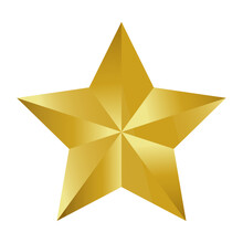 Isolated Gold Star On White Background. 