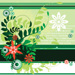 Sticker - Vector - Floral illustration with vines and ferns. Blank space for your text.