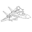 Military Aircraft F-14 Tomcat Outline Illustration. Fighter Jet F14 Coloring Book For Children And Adults. Cartoon Airplane Isolated on White Background. Plane Drawing Line Art Vector Illustration
