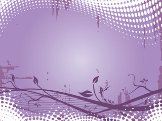 Wall Mural - Grunge floral elements on purple background, vector illustration