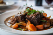 A plate of braised beef with carrot generative AI