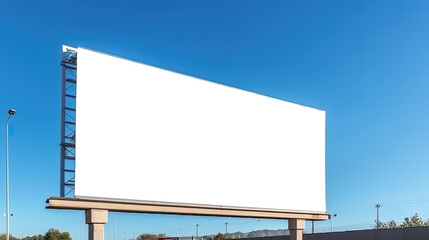 Blank billboard against blue sky, by ai generative