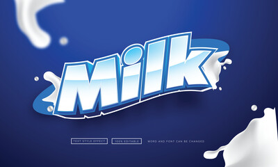 Wall Mural - Vector Blue Milk Text Style effect Editable