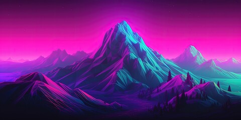 Wall Mural - landscape vapor wave synth background , ai generative