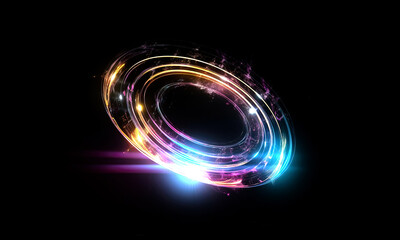 Wall Mural - glow swirl light effect. circular lens flare. abstract rotational lines on transparent background