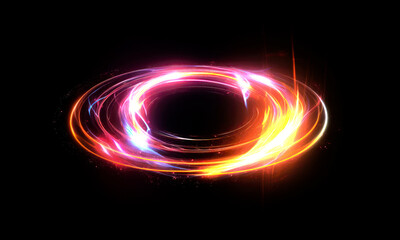 Wall Mural - glow swirl light effect. circular lens flare. abstract rotational lines on transparent background
