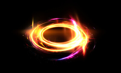 Wall Mural - glow swirl light effect. circular lens flare. abstract rotational lines on transparent background