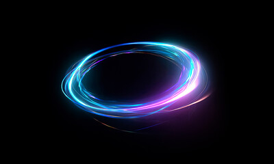 glow swirl light effect. circular lens flare. abstract rotational lines on transparent background