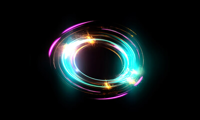 Wall Mural - glow swirl light effect. circular lens flare. abstract rotational lines on transparent background