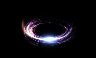 Wall Mural - glow swirl light effect. circular lens flare. abstract rotational lines on transparent background