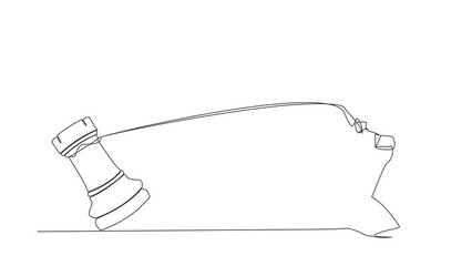 Poster - Self drawing animation of single one line draw businesswoman pulling big rook chess with rope. Business goal, idea, strategy, competitive, strategic concept. Continuous line draw. Full length animated