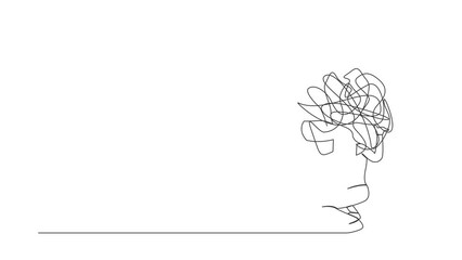 Poster - Animated self drawing of continuous line draw exhausted businessman carrying messy line on back. Anxiety from work difficulty and overload, problem in economic crisis. Full length one line animation