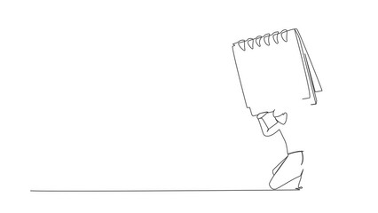 Poster - Animated self drawing of continuous line draw exhausted businessman carrying calendar on his back. Burnout syndrome. Stressed at work, emotional, feeling depressed. Full length single line animation