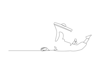 Poster - Self drawing animation of single line draw Arabian businessman under heavy megaphone burden. Conflict and trouble in communication. Bullying, harassment at work. Continuous line. Full length animated