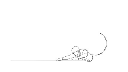 Poster - Animated self drawing of continuous one line draw depressed businessman under heavy wall clock burden. Stressed complete work within deadline. Work under pressure. Full length single line animation