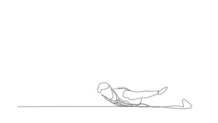 Poster - Self drawing animation of single line draw businessman under heavy globe burden. Climate change global warming, world leader commitment to take care our planet. Continuous line. Full length animated