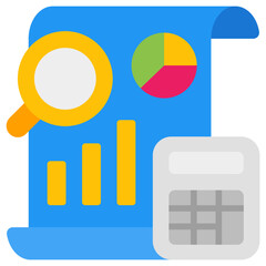 Sticker - fundamental analysis flat icon