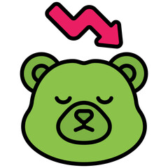 Sticker - bear market outline color icon