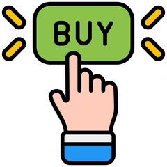 Sticker - buy button outline color icon