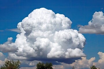 Poster - majestic cloud formation hovering over a serene forest landscape Generative AI