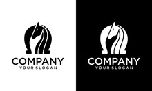 Horse Logo With West Horse Shoe Logo With Sign And Icon. Vintage Horseshoe Logo Design With Creative Concept