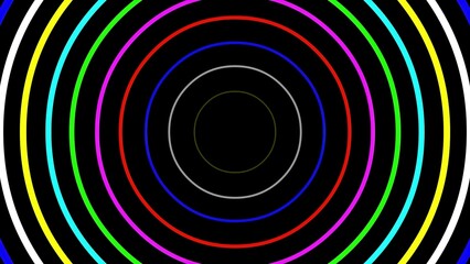Wall Mural - Colorful circles pattern on plain black background
