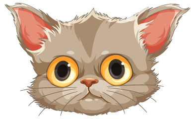 Sticker - Cute Kitten Head in Cartoon Style