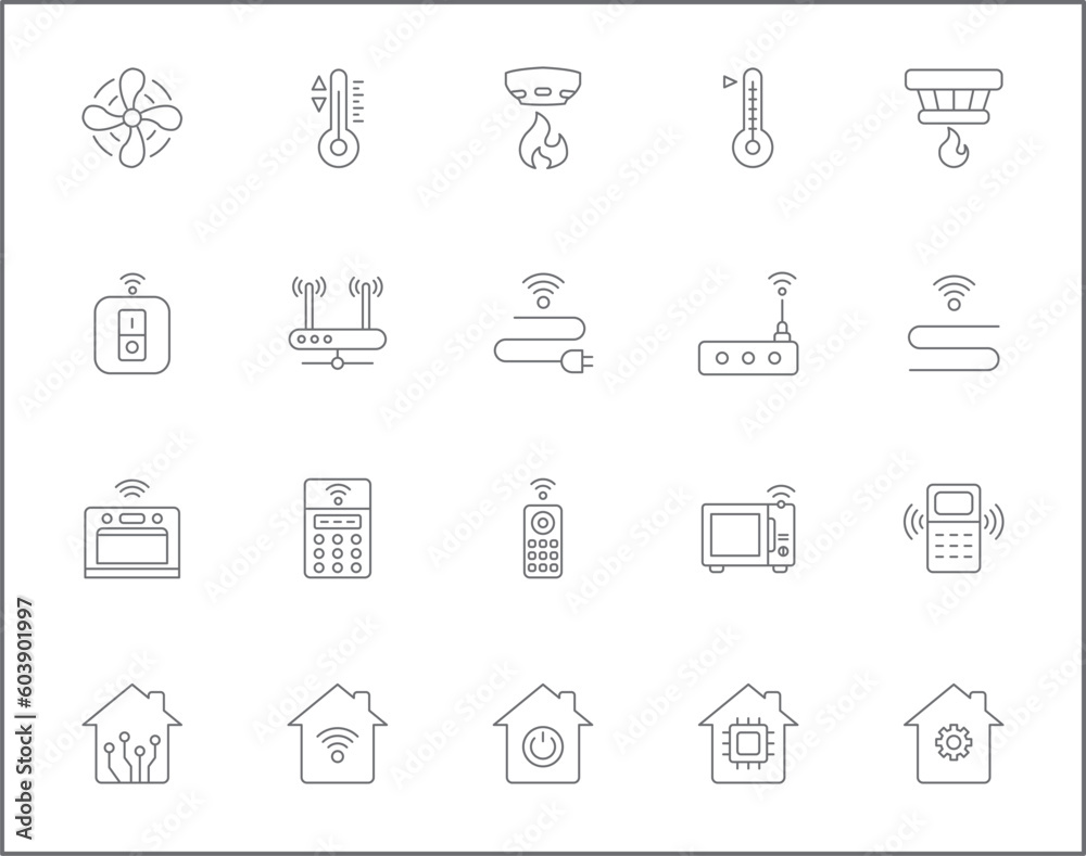 Simple Set of smart home Related Vector Line Icons. Vector collection ...