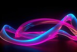 Fototapeta Panele - abstract futuristic ribbon background with pink blue glowing neon moving high speed wave lines and bokeh lights. Data transfer concept Fantastic wallpaper, Ai Generative
