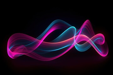 Wall Mural - abstract futuristic ribbon background with pink blue glowing neon moving high speed wave lines and b