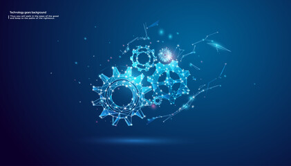 Aufkleber - Cogs and gear wheel mechanisms. Hi-tech digital technology and engineering.